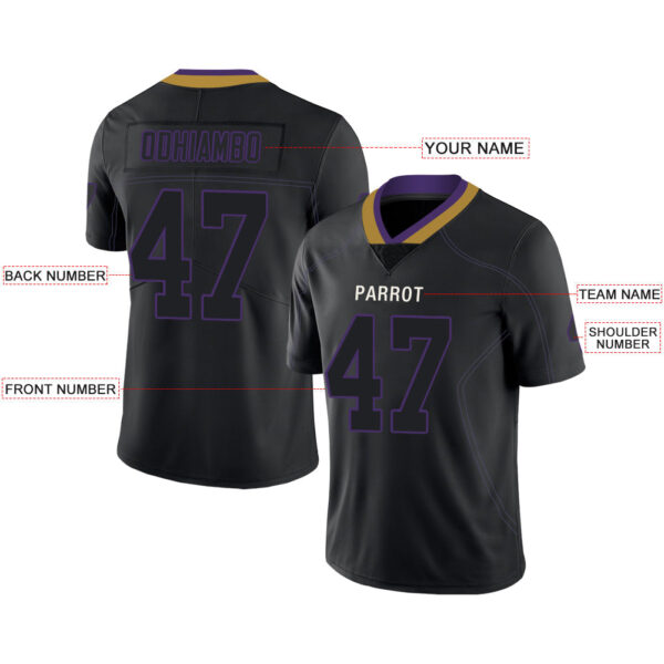 Custom B.Ravens Men's American  Black Fashion Vapor Limited Stitched Football Jerseys - Image 2