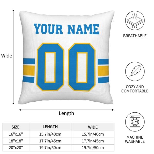 Custom LA.Chargers Pillow Decorative Throw Pillow Case - Print Personalized Football Team Fans Name & Number Birthday Gift Football Pillows - Image 4