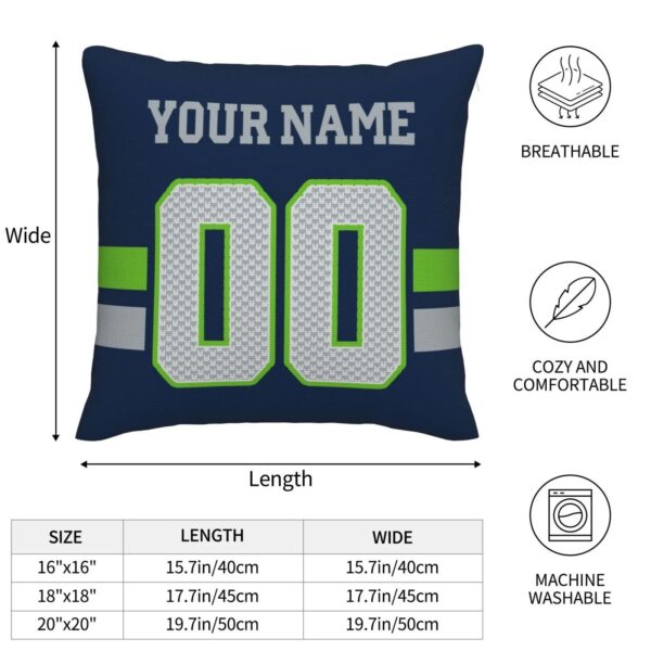 Custom S.Seahawks Pillow Decorative Throw Pillow Case - Print Personalized Football Team Fans Name & Number Birthday Gift Football Pillows - Image 6