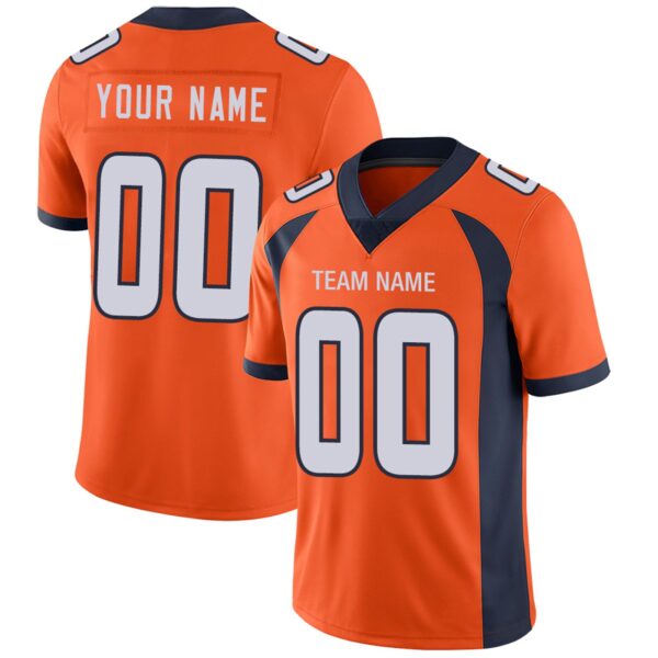 Custom D.Broncos Football Jerseys Team Player or Personalized Design Your Own Name for Men's Women's Youth Jerseys Orange - Image 2