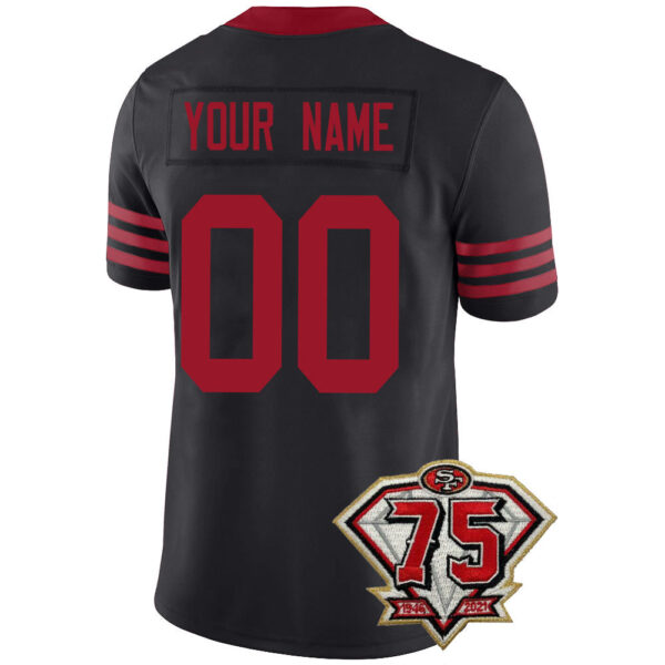 Custom SF.49ers Men's Kids Women's Football Jerseys Color Red Black And White With 75th Patch - Image 3