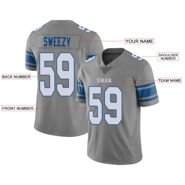 Custom D.Lions Football Jersey Team Player or Personalized Design Your Own Name for Men's Women's Youth Jerseys Blue - Image 4