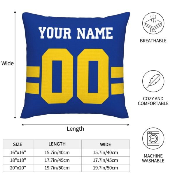 Custom LA.Rams Pillow Decorative Throw Pillow Case - Print Personalized Football Team Fans Name & Number Birthday Gift Football Pillows - Image 6