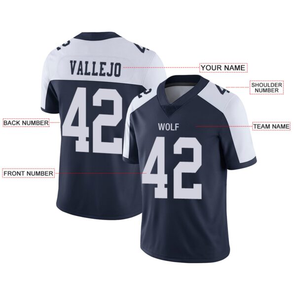 Custom D.Cowboys Football Jerseys Team Player or Personalized Design Your Own Name for Men's Women's Youth Jerseys Navy - Image 5