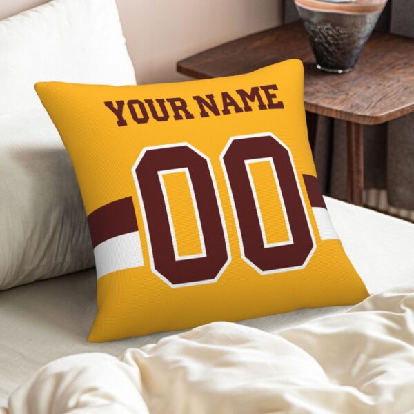 Custom Gold W.Commanders Decorative Throw Pillow Case - Print Personalized Football Team Fans Name & Number Birthday Gift - Image 8