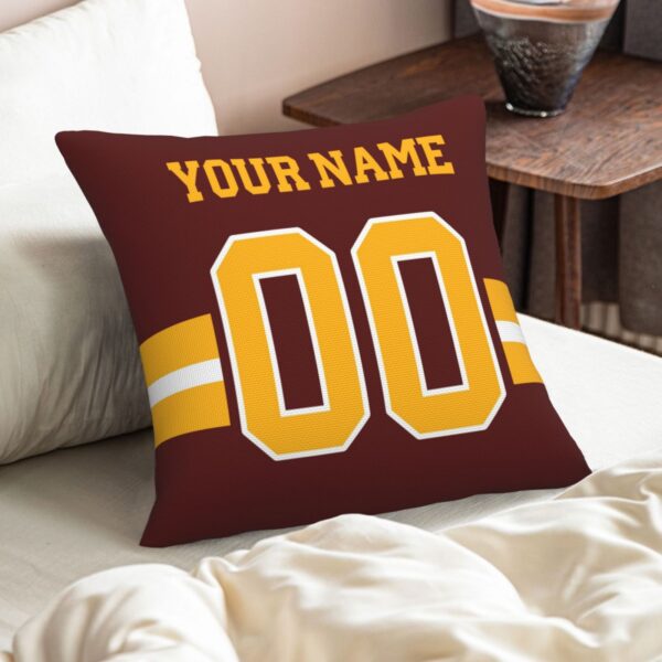 Custom Burgundy Gold W.Commanders Decorative Throw Pillow Case - Print Personalized Football Team Fans Name & Number Birthday Gift - Image 8