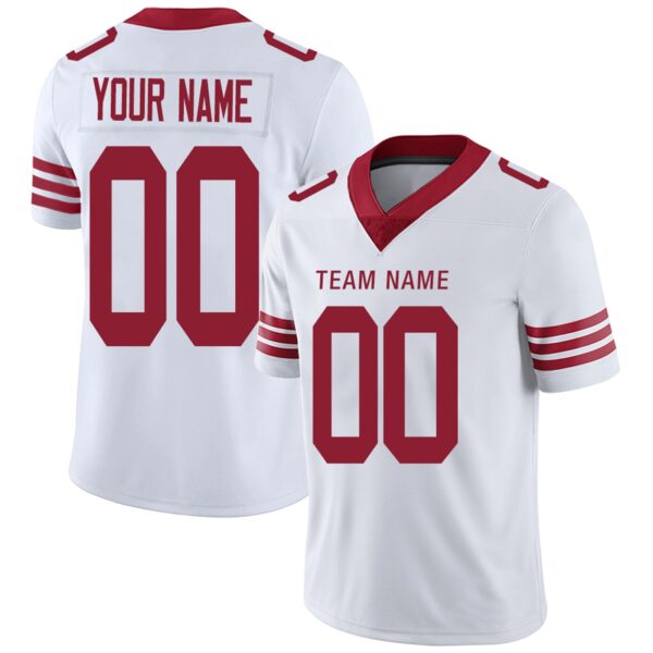 Custom SF.49ers Football Jerseys Team Player or Personalized Design Your Own Name for Men's Women's Youth Jerseys Red - Image 2