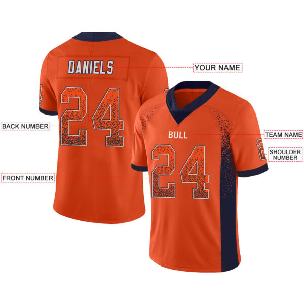 Custom C.Bear Stitched American Football Jerseys Personalize Birthday Gifts Orange Jersey - Image 2