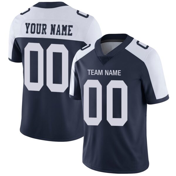 Custom D.Cowboys Football Jerseys Team Player or Personalized Design Your Own Name for Men's Women's Youth Jerseys Navy - Image 2