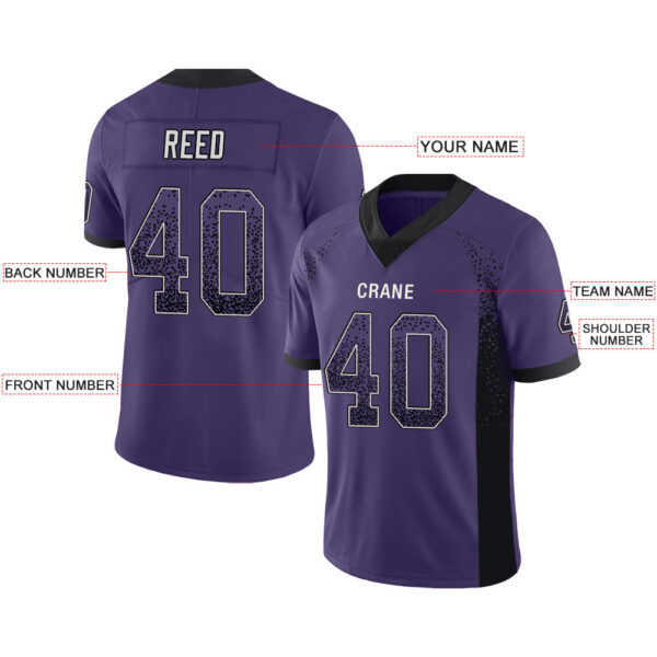 Custom B.Raven Men's American Purple Fashion Vapor Limited Stitched Football Jersey - Image 2