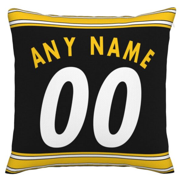 Custom P.Steelers Pillow Decorative Throw Pillow Case - Print Personalized Football Team Fans Name & Number Birthday Gift Football Pillows - Image 3