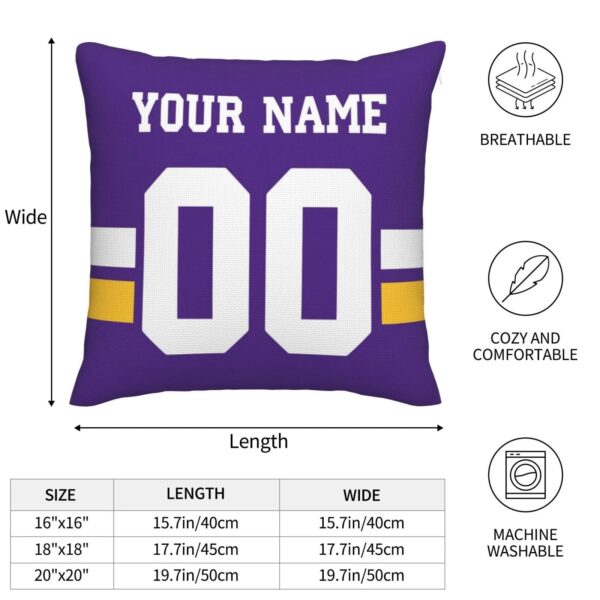 Custom MN.Vikings Pillow Decorative Throw Pillow Case - Print Personalized Football Team Fans Name & Number Birthday Gift Football Pillows - Image 6