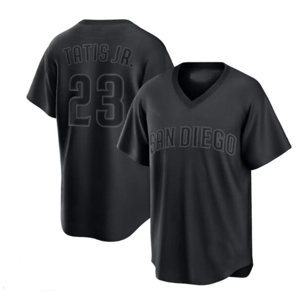 San Diego Padres #23 Fernando Tatís Jr Pitch Black Fashion Replica Player Jersey - Black Baseball Jerseys