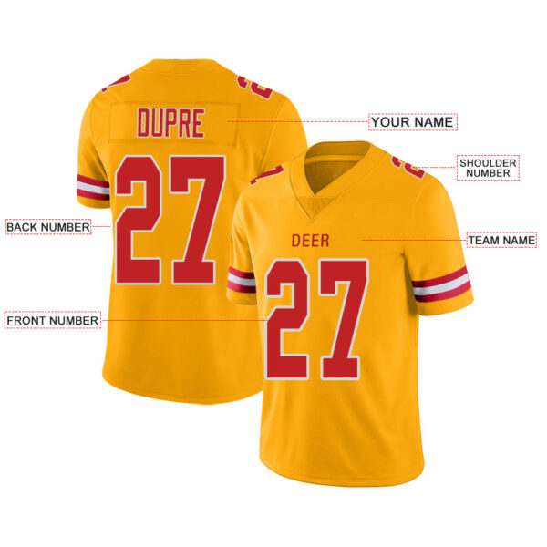 Custom KC.Chiefs Stitched American Football Jerseys Personalize Birthday Gifts Gold Jersey - Image 2