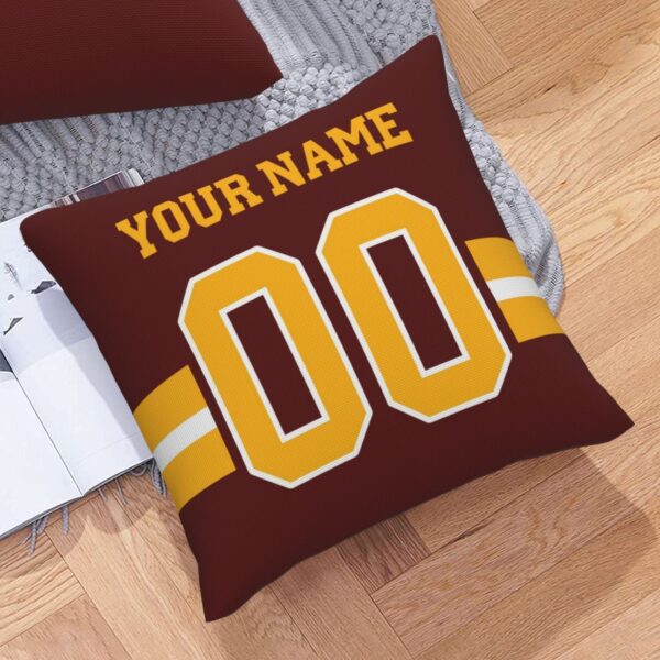 Custom Burgundy Gold W.Commanders Decorative Throw Pillow Case - Print Personalized Football Team Fans Name & Number Birthday Gift - Image 7