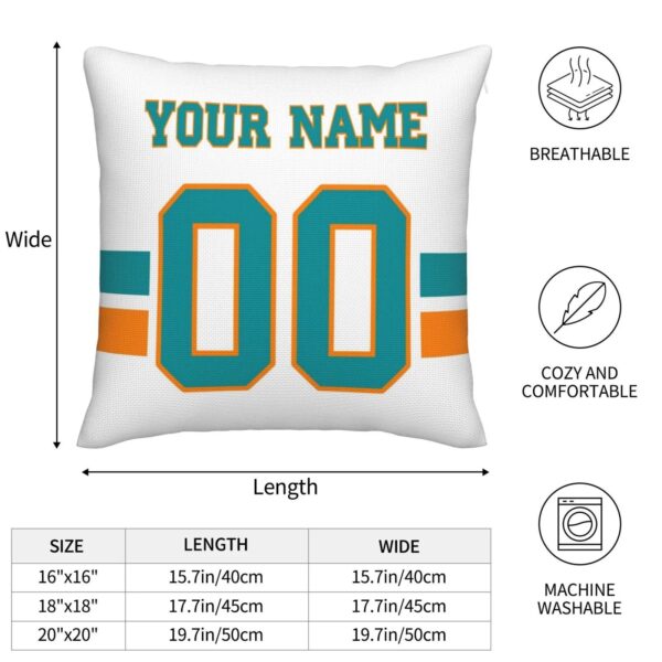 Custom M.Dolphins Pillow Decorative Throw Pillow Case - Print Personalized Football Team Fans Name & Number Birthday Gift Football Pillows - Image 4