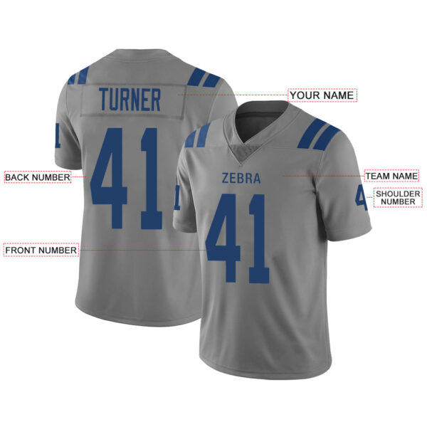 Custom IN.Colts Stitched American Football Jerseys Personalize Birthday Gifts Grey Jersey - Image 2