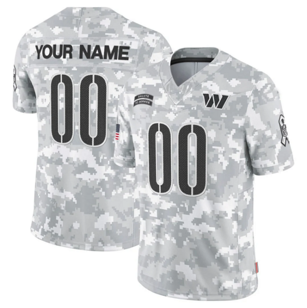 Custom W.Commanders Active Player 2024 F.U.S.E Arctic Camo Salute To Service Limited Stitched Football Jersey