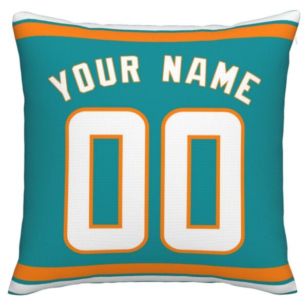 Custom M.Dolphins Pillow Decorative Throw Pillow Case - Print Personalized Football Team Fans Name & Number Birthday Gift Football Pillows - Image 3