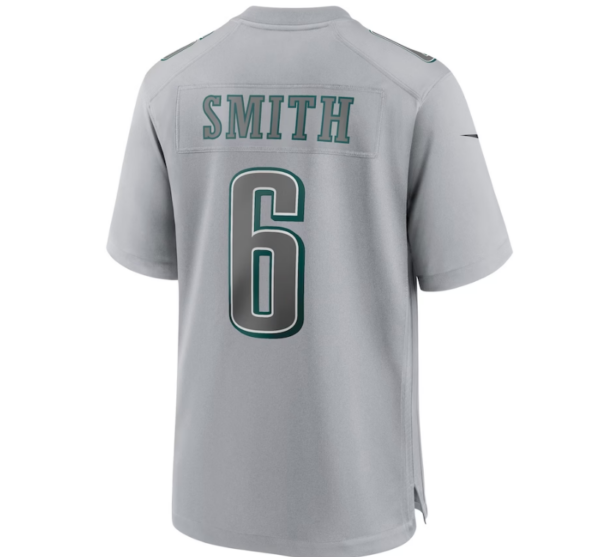P.Eagles #6 DeVonta Smith Super Bowl LVII Patch Atmosphere Fashion Game Jersey Gray Stitched American Football Jerseys