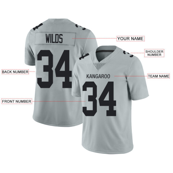 Custom LV.Raiders Stitched American Football Jerseys Personalize Birthday Gifts Grey Jersey - Image 2