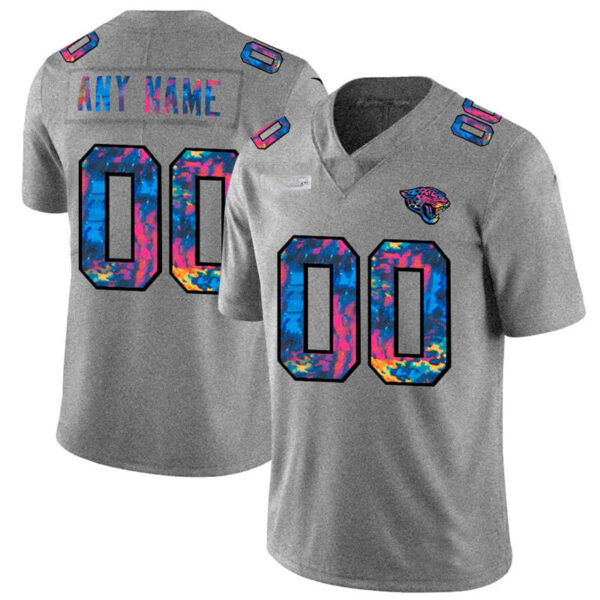 Custom J.Jaguars Multi-Color 2020 Crucial Catch Vapor Untouchable Limited Jersey Greyheather Stitched American Football Jerseys