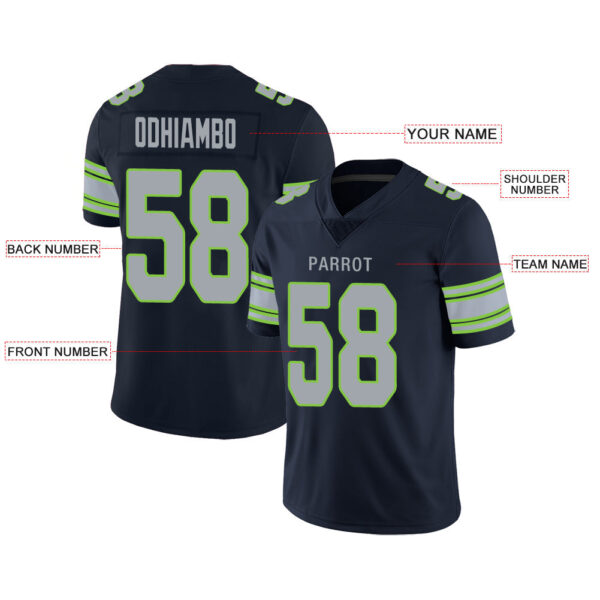 Custom S.Seahawks Stitched American Football Jerseys Personalize Birthday Gifts Navy Jersey - Image 2