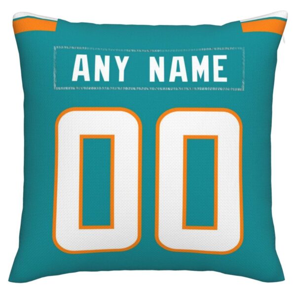 Custom M.Dolphins Pillow Decorative Throw Pillow Case - Print Personalized Football Team Fans Name & Number Birthday Gift Football Pillows - Image 2