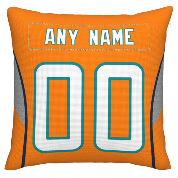 Custom M.Dolphins Pillow Decorative Throw Pillow Case - Print Personalized Football Team Fans Name & Number Birthday Gift Football Pillows - Image 2