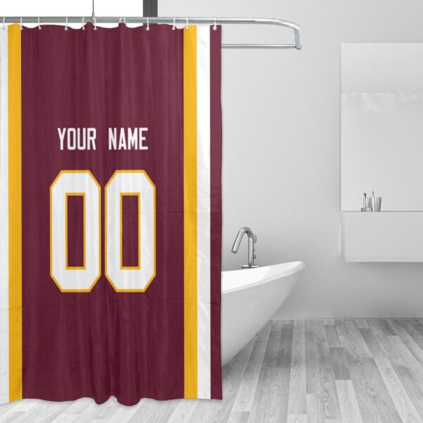 Custom W.Commanders Football style personalized shower curtain custom design name and number set of 12 shower curtain hooks Rings - Image 2