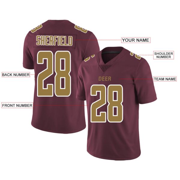 Custom W.Football Team Player or Personalized Design Your Own Name for Men's Women's Youth Jerseys Burgundy Football Jerseys - Image 10