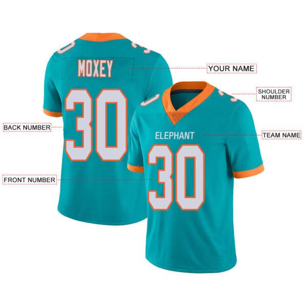 Custom M.Dolphins Stitched American Football Jerseys Personalize Birthday Gifts Aqua Jersey - Image 2