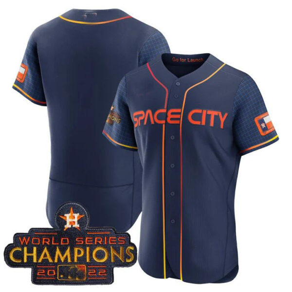 Houston Astros BLUE 2023 SPACE CITY CHAMPIONS FLEX JERSEY C ALL STITCHED Baseball Jerseys