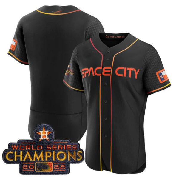 Houston Astros BLACK 2023 SPACE CITY CHAMPIONS FLEX JERSEY C ALL STITCHED Baseball Jerseys