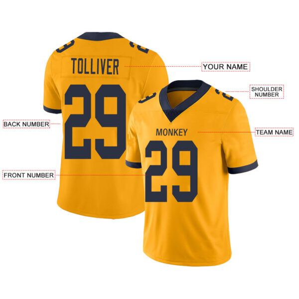 Custom LA.Chargers Stitched American Football Jerseys Personalize Birthday Gifts Gold Jersey - Image 2