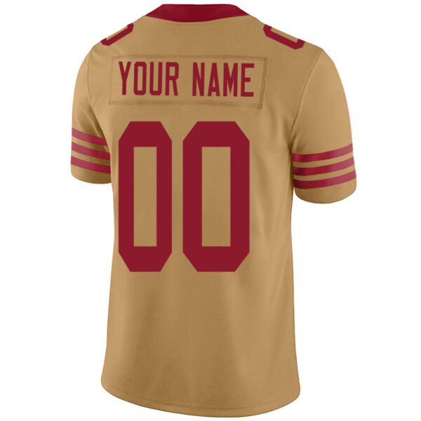 Custom SF.49ers Stitched American Football Jerseys Personalize Birthday Gifts Gold Jersey - Image 3