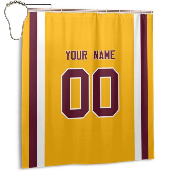 Custom W.Commanders Football style personalized shower curtain custom design name and number set of 12 shower curtain hooks Rings - Image 6