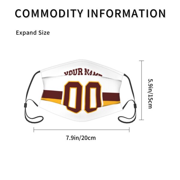 Custom W.Commanders Face Covering Football Team Decorative Adult Face Mask With Filters PM 2.5 White 2-Pack - Image 4