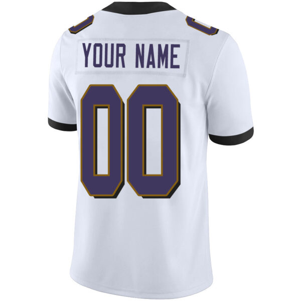 Custom B.Raven Men's American White Vapor Limited Stitched Football Jersey - Image 3