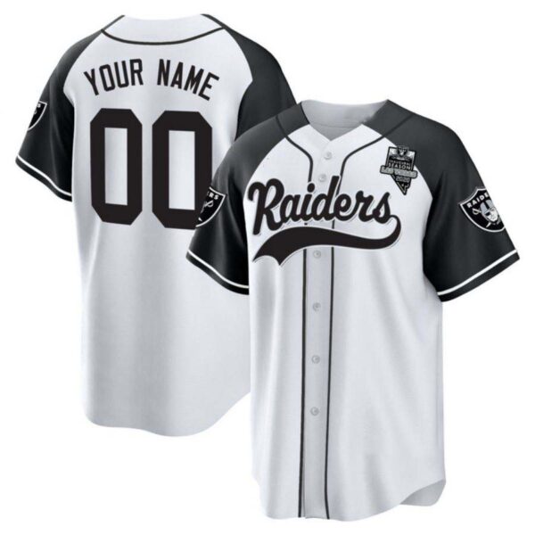 Las Vegas Raiders White With Black Trim Baseball All Stitched Custom Jersey LV.Raider