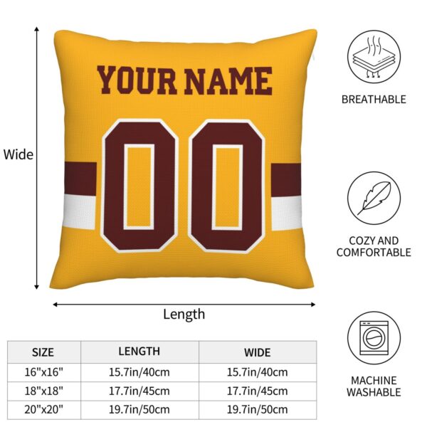 Custom Gold W.Commanders Decorative Throw Pillow Case - Print Personalized Football Team Fans Name & Number Birthday Gift - Image 4