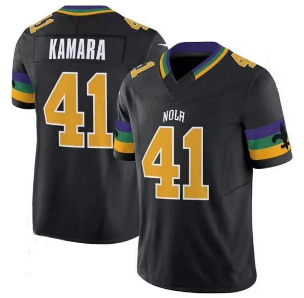 NO.Saints #41 Alvin Kamara Black Game Player Stitched American Football Jersey