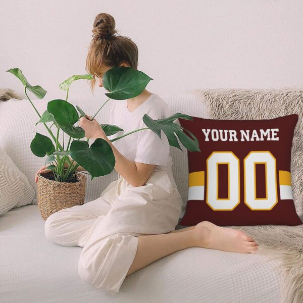 Custom Burgundy W.Commanders Decorative Throw Pillow Case - Print Personalized Football Team Fans Name & Number Birthday Gift - Image 9