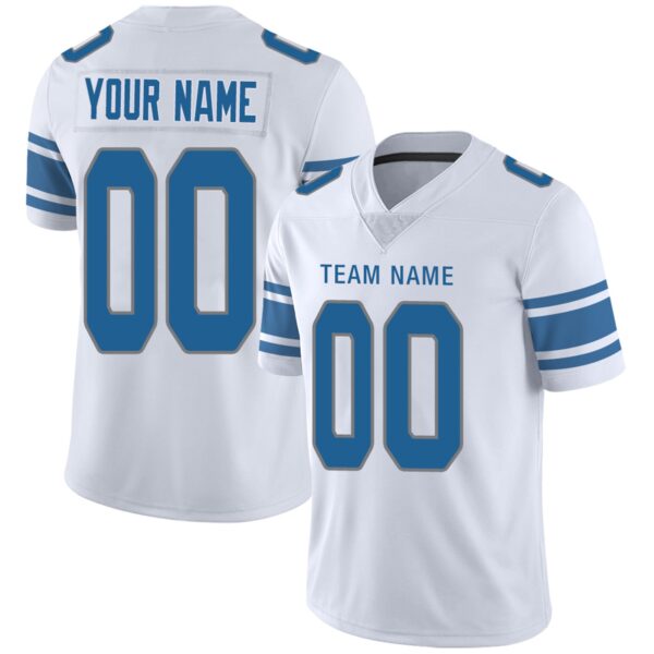 Custom D.Lions Football Jersey Team Player or Personalized Design Your Own Name for Men's Women's Youth Jerseys Blue - Image 2