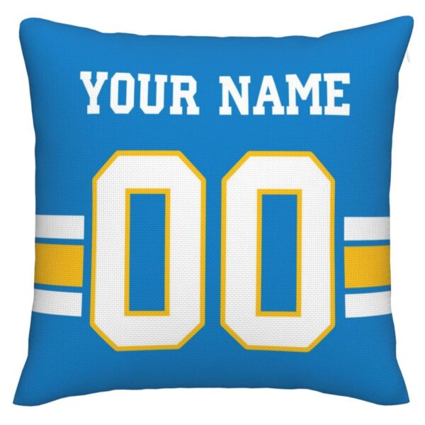 Custom LA.Chargers Pillow Decorative Throw Pillow Case - Print Personalized Football Team Fans Name & Number Birthday Gift Football Pillows - Image 2