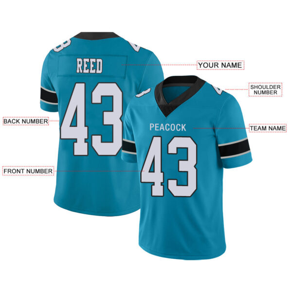 Custom C.Panther Stitched American Personalize Birthday Gifts Blue Jersey Football Jerseys - Image 2