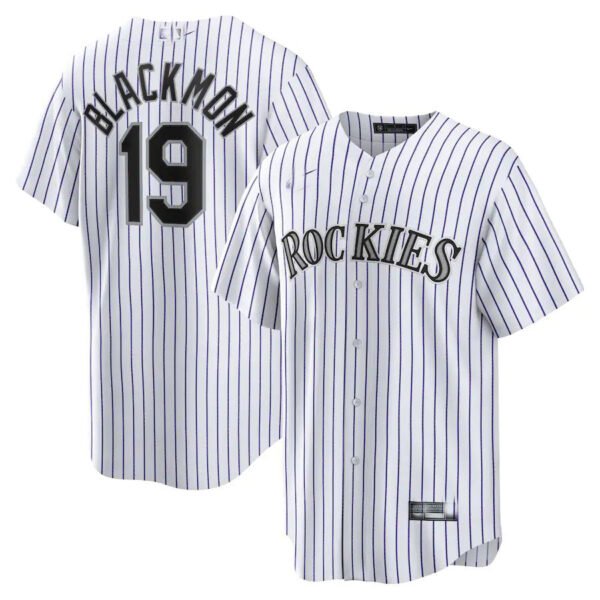 Colorado Rockies #19 Charlie Blackmon White Home Replica Player Name Jersey Baseball Jerseys