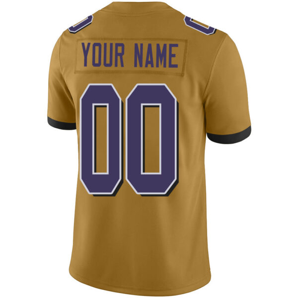 Custom B.Raven Men's American Gold Fashion Vapor Limited Stitched Football Jerseys - Image 3