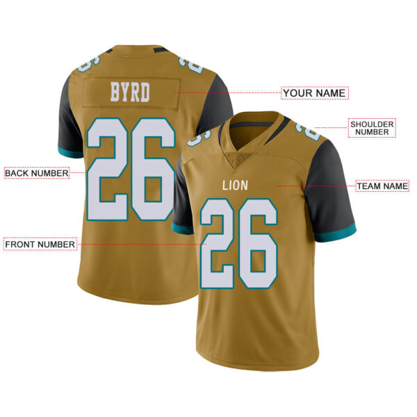 Custom J.Jaguars Stitched American Football Jerseys Personalize Birthday Gifts Gold Jersey - Image 2