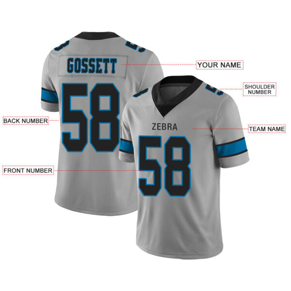 Custom C.Panther Stitched American Football Jerseys Personalize Birthday Gifts Grey Jersey - Image 2